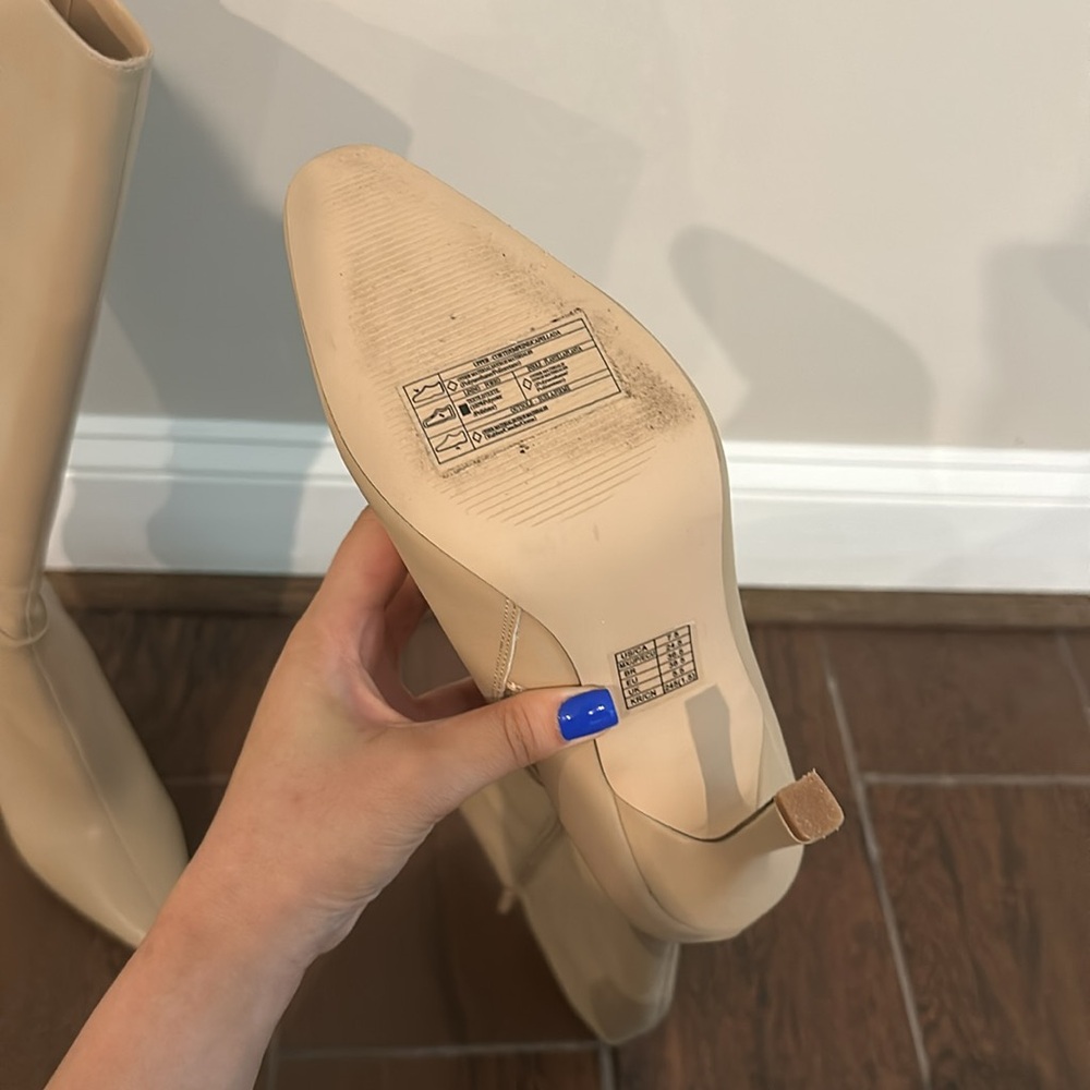 Forever 21 Beige Knee-High Stiletto Boots - Picture 6 of 6